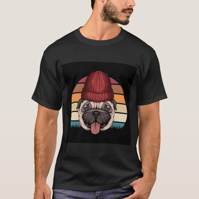 T-SHIRT CHIEN RETRO PUG (Devant)