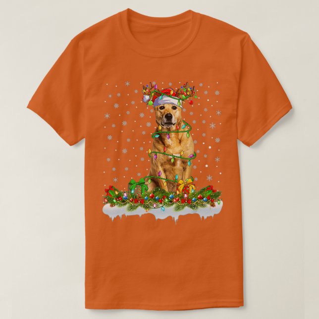T-shirt Chien Rhodesian Ridgeback Santa Hat Reindeer Chris (Design devant)