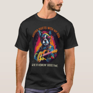 T-shirt Chien Rocker avec guitare électrique cool pour mél