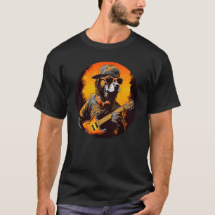 T-shirt Chien Rock'n Roll Cool avec Lunettes de soleil pou