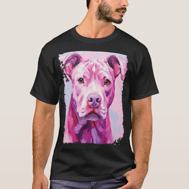 T-shirt Chien Rose Pitbull (Devant)