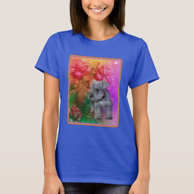 T-shirt Chien Rose Schnauzer Imaginaire chiot (Devant)