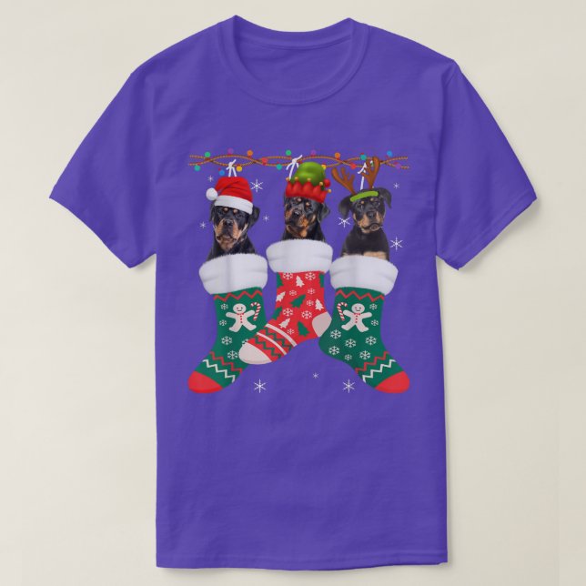 T-shirt Chien Rottweiler Chaussettes de Noël Funny Joyeux  (Design devant)
