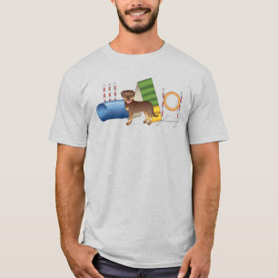 T-shirt Chien Rottweiler Rouge Et Brun Avec Équipement D'A