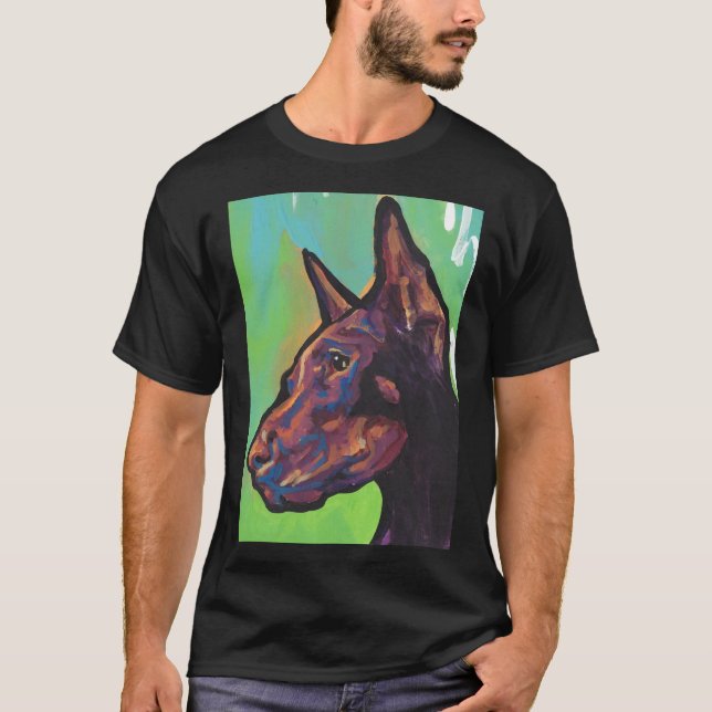 T-shirt Chien rouge Doberman Pinscher Chien pâté de couleu (Devant)