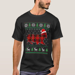 T-shirt Chien rouge plaid laide Noël lumières Corgi Chien