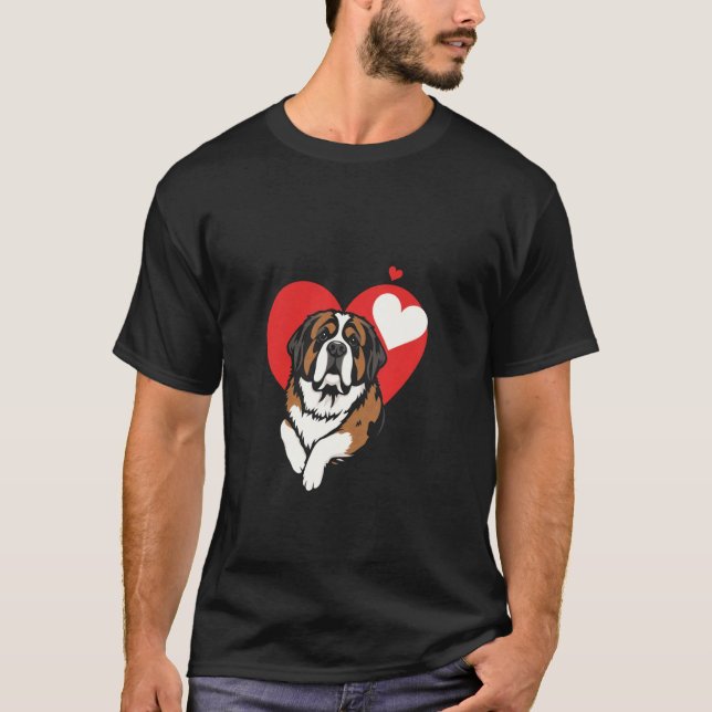 T-shirt Chien Saint-Bernard de la Saint-Valentin (Devant)