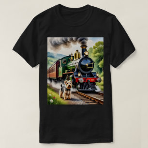T-shirt Chien saluant un train à vapeur