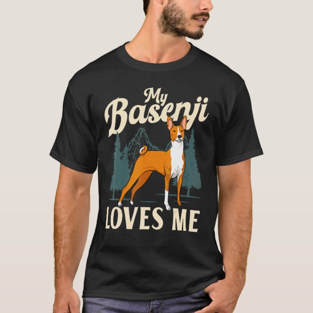 T-shirt Chien sans écorce Mon Basenji M'aime Chien (Devant)
