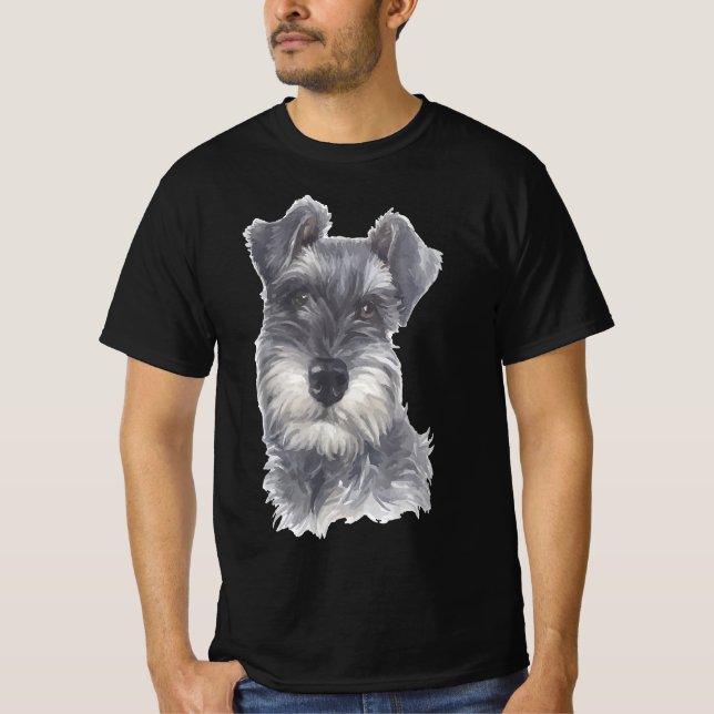 T-shirt Chien Schnauzer miniature - Aquarelle Art Chien Ca (Devant)