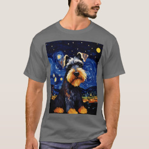 T-shirt Chien Schnauzer Miniature Starry Night Van Gogh Ar