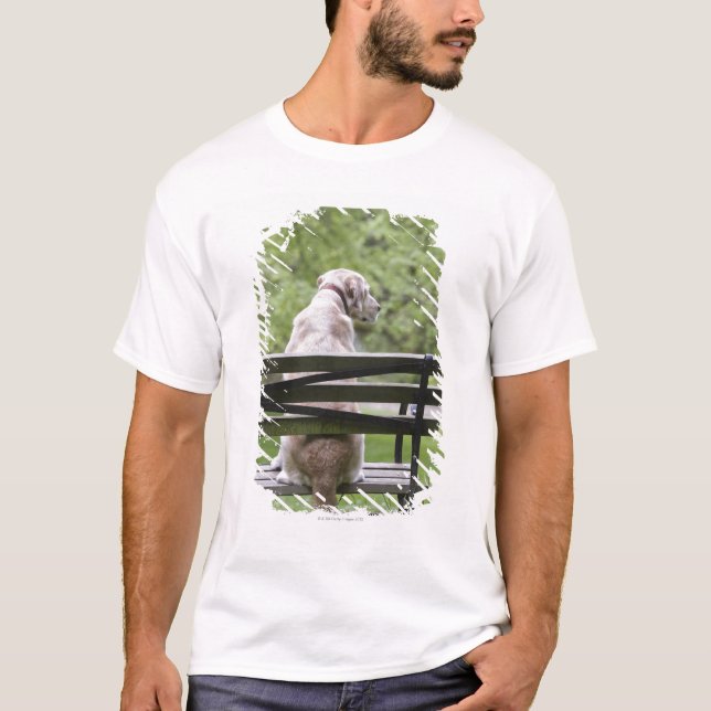 T-shirt Chien se reposant sur le banc de parc (Devant)