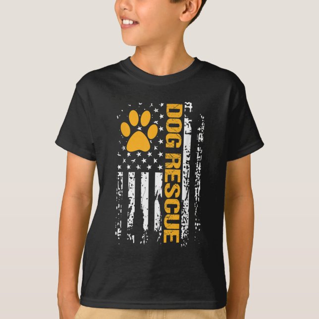T-shirt Chien Secouru American Flag Dog Shelter Chien Adop (Devant)