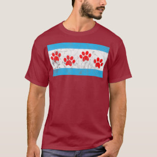 T-shirt Chien Secouru de Chicago Drapeau mât Skyline