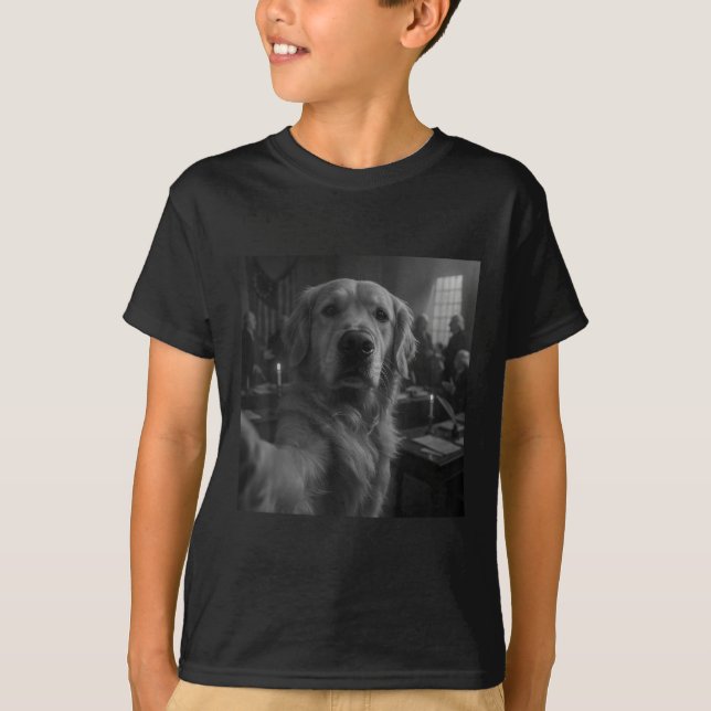 T-shirt Chien Selfie Déclaration d'Indépendance Funny 4th  (Devant)