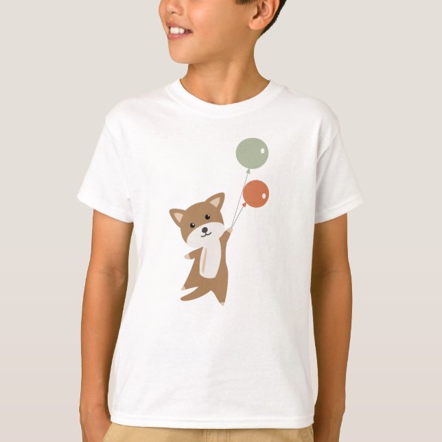 T-shirt Chien S'Envole Avec Des Ballons Animaux Drôle (Devant)