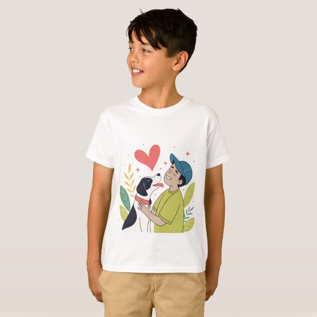 T-shirt chien serrant le coeur (Devant entier)