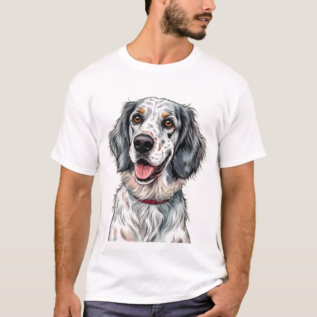T-shirt Chien Setter Anglais Joyeux (Devant)