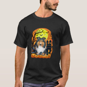 T-shirt Chien Shetland Sheepdog avec Hallowee Citrouille e