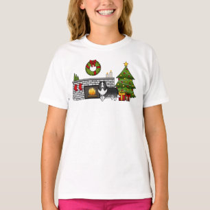 T-shirt Chien Shetland Sheepdog Bi-Noir Dans Une Chambre D