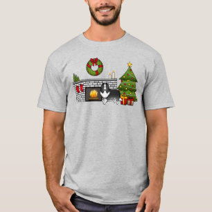 T-shirt Chien Shetland Sheepdog Bi-Noir Dans Une Chambre D