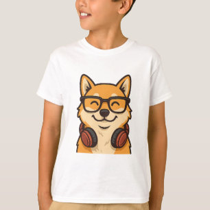 T-shirt Chien Shiba Inu cool avec lunettes et casque audio