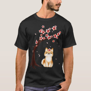 T-shirt Chien Shiba Inu Fleur de Cerisier Japonais Sakura