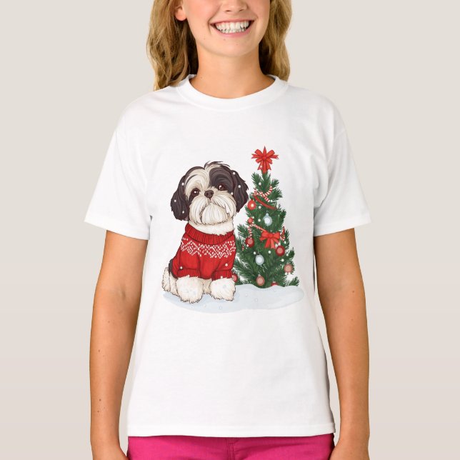 T-shirt Chien Shih Tzu de Noël (Devant)