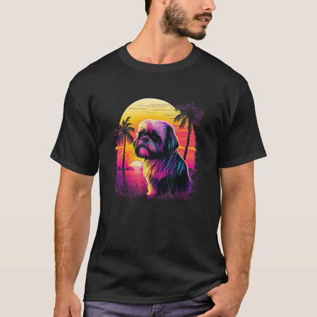 T-shirt Chien Shih Tzu esthétique rétro (Devant)