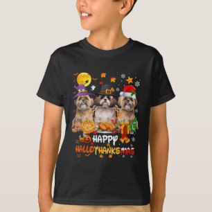 T-shirt Chien Shih Tzu Joyeux Halloween Thanksgiving Joyeu