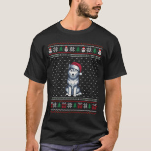 T-shirt Chien sibérien Husky portant le chapeau de Noël, C
