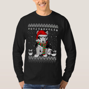 T-shirt Chien sibérien Husky Santa Hat Xmas laid