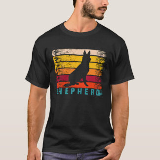 T-shirt Chien silhouette rétro en détresse Berger allema