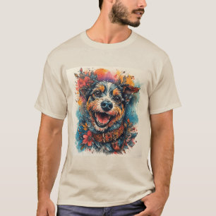 T-shirt Chien souriant dans le style aquarelle