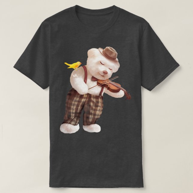 T-shirt Chien souriant jouant au violon (Design devant)