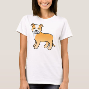 T-shirt Chien Staffordshire Bull Terrier Fauve Et Blanc