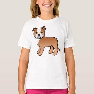 T-shirt Chien Staffordshire Bull Terrier Rouge Et Blanc