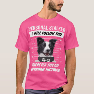 T-shirt Chien Stalker Personnel Bordure Noir Et Blanc Coll