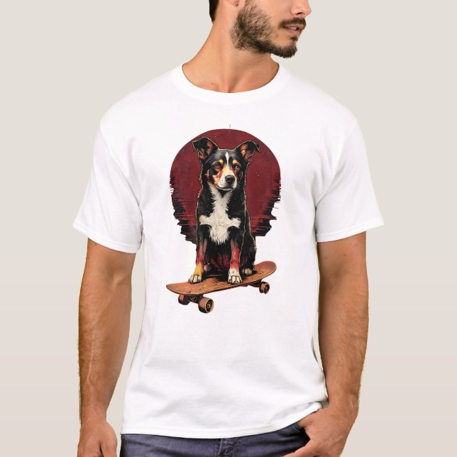 T-shirt Chien sur skateboard (Devant)
