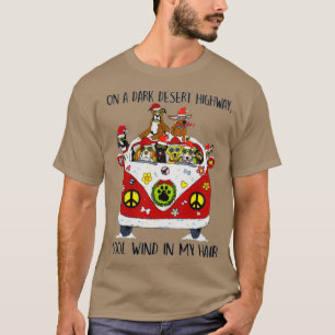 T-shirt Chien Sur Une Route Du Désert Sombre Drôle Noël