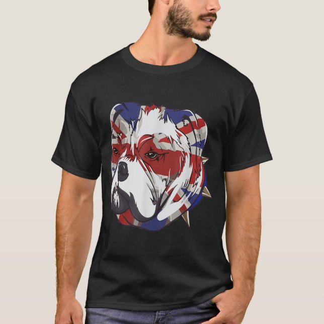 T-shirt Chien-taureau anglais Union Jack - Chien-taureau d (Devant)