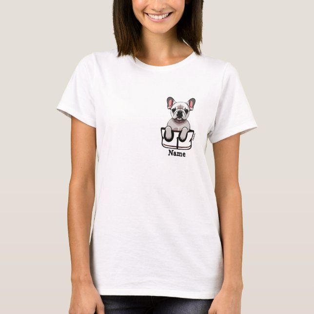 T-shirt Chien taureau blanc français dans votre poche (Devant)