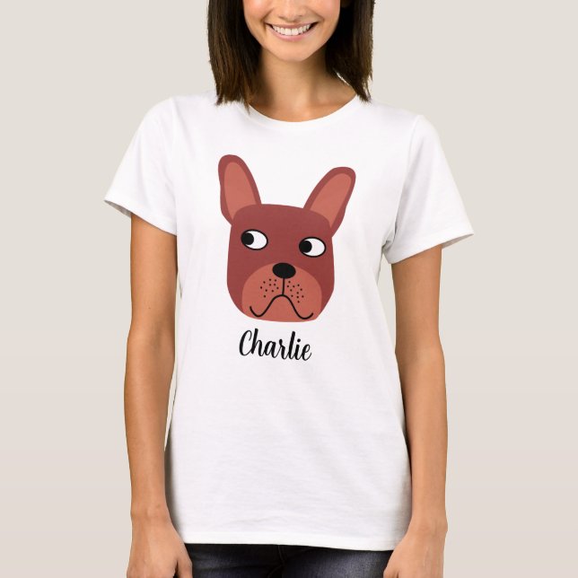 T-shirt Chien-taureau français au chocolat Personnalisé (Devant)