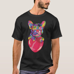T-shirt Chien-taureau français au coeur rouge coloré