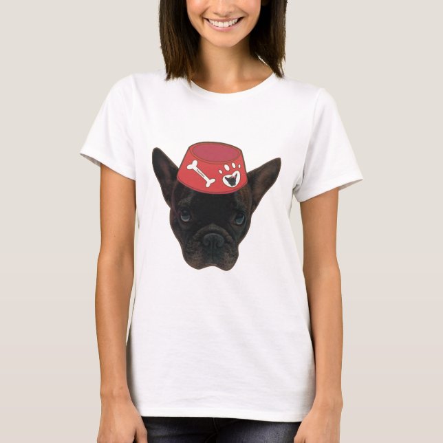 T-shirt Chien-taureau français au Red Bowl (Devant)