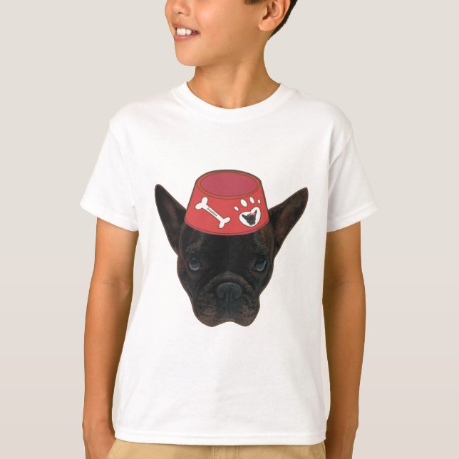 T-shirt Chien-taureau français au Red Bowl (Devant)