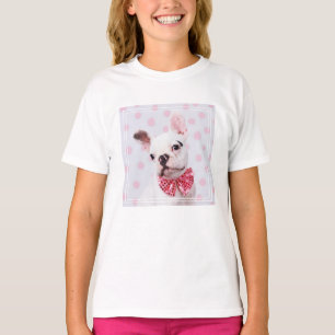 T-shirt Chien-taureau français avec Cravate de Bow