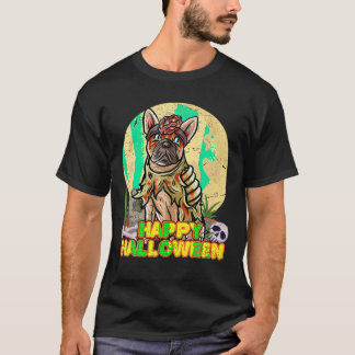 T-shirt Chien-taureau français Halloween costume Zombie T