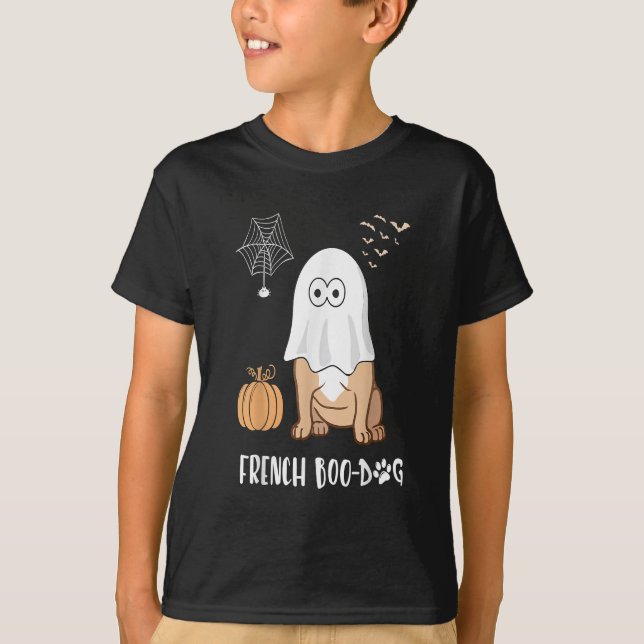 T-shirt Chien-taureau français Halloween mignonne Boo-Dog  (Devant)
