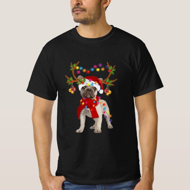 T-shirt Chien-taureau français Magnifique renne Arbre de N (Devant)